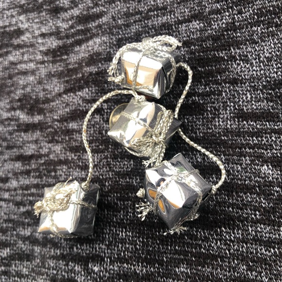 Vintage Mini Christmas Present Earrings Handmade Silver Gift Boxes - Picture 5 of 5